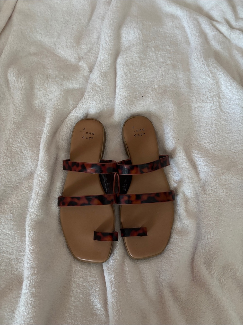 a new day Tortoiseshell Strap Slide Sandals